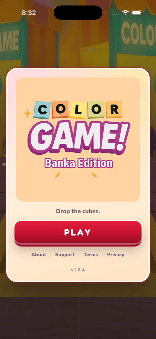Color Game menu with Play button